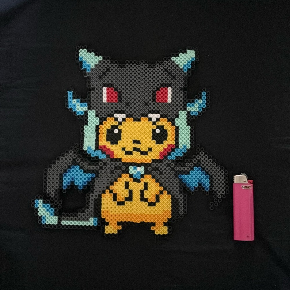 Pokemon pikachu dressed charizard X Perler beads